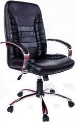 Офисное кресло руководителя Танго Хром экокожа черная