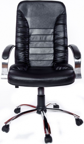 Офисное кресло руководителя Танго Хром экокожа черная