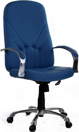 Офисное кресло руководителя Менеджер Ультра Хром экокожа синяя