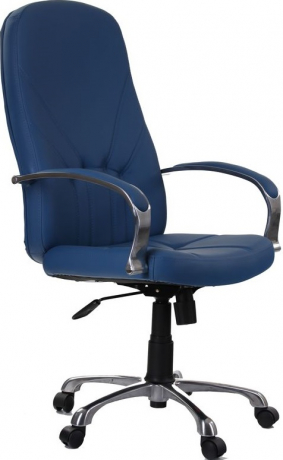 Офисное кресло руководителя Менеджер Ультра Хром экокожа синяя