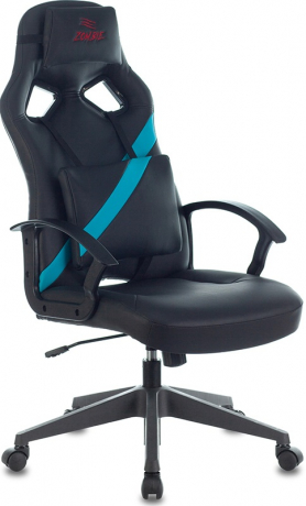 Кресло компьютерное игровое Zombie DRIVER черный/голубой экокожа