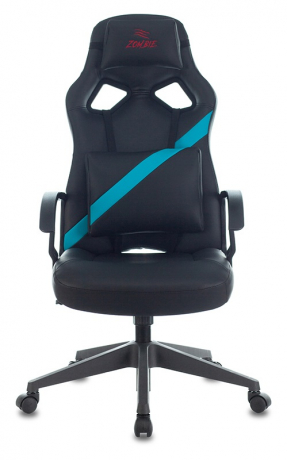 Кресло компьютерное игровое Zombie DRIVER черный/голубой экокожа