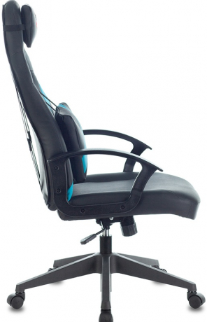 Кресло компьютерное игровое Zombie DRIVER черный/голубой экокожа
