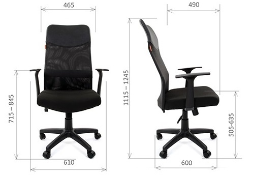 Кресло офисное компьютерное Chairman 610 LT экокожа/сетка/ткань черная