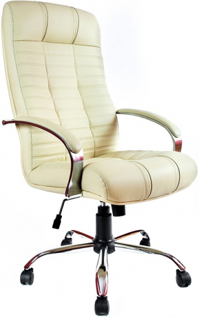 Офисное кресло руководителя Атлант Хром экокожа бежевая