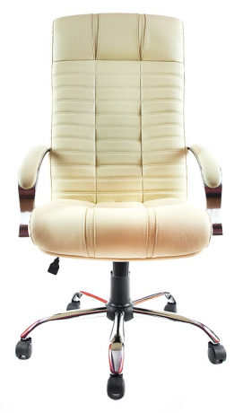 Офисное кресло руководителя Атлант Хром экокожа бежевая