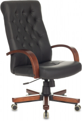 Кресло руководителя Бюрократ T-9928WALNUT/ECO черный