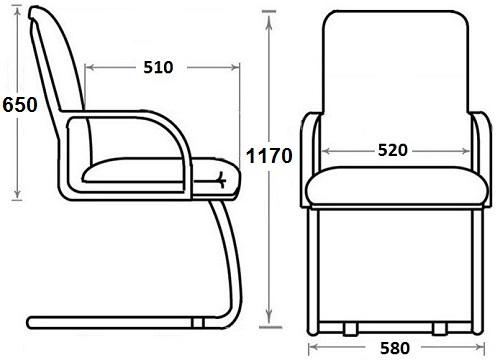 Офисное конференц-кресло с низкой спинкой Атлант Стандарт кожзам черный