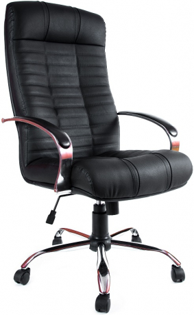 Офисное кресло руководителя Атлант Хром M-PP экокожа черная