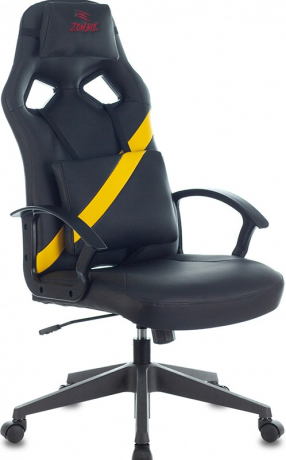 Кресло компьютерное игровое Zombie DRIVER черный/желтый экокожа