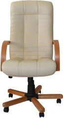 Офисное кресло руководителя Атлант Экстра экокожа бежевая (бук)