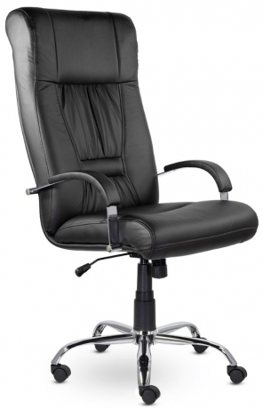 Кресло руководителя UTFC Парламент B хром экокожа черная