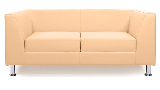 Диван офисный двухместный Cube кожзам бежевый