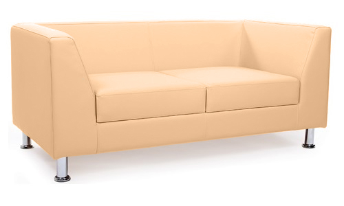 Диван офисный двухместный Cube кожзам бежевый