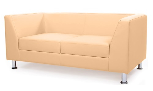 Диван офисный двухместный Cube кожзам бежевый