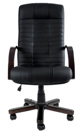 Офисное кресло руководителя Атлант Экстра экокожа черная (орех)