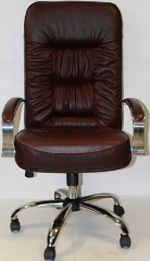 Офисное кресло руководителя Болеро Хром кожа бордовая