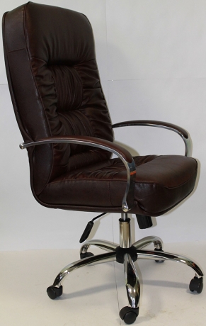 Офисное кресло руководителя Болеро Хром кожа бордовая