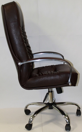 Офисное кресло руководителя Болеро Хром кожа бордовая