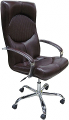Офисное кресло руководителя Гермес Хром экокожа бордовая