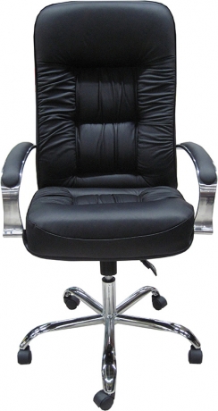 Офисное кресло руководителя Болеро Хром кожа черная