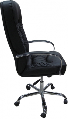Офисное кресло руководителя Болеро Хром кожа черная