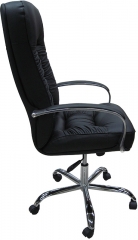 Офисное кресло руководителя Болеро Хром кожа черная