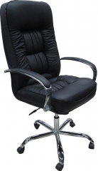 Офисное кресло руководителя Болеро Хром кожа черная