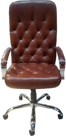 Офисное кресло руководителя Премьер хром экокожа коричневая