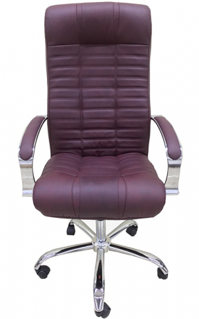 Офисное кресло руководителя Атлант Хром кожа бордовая