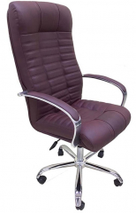 Офисное кресло руководителя Атлант Хром кожа бордовая