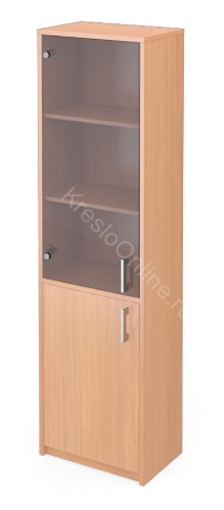 Шкаф офисный узкий Арго А-321 + А-стл321 (56*37*200) тонированное стекло
