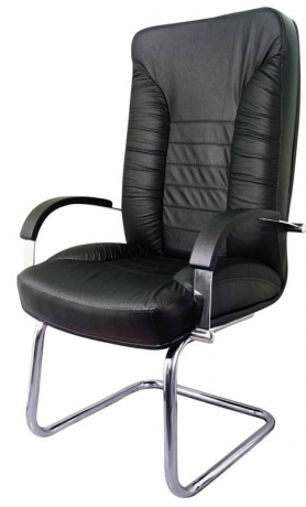 Офисное конференц-кресло Танго Хром кожа черная