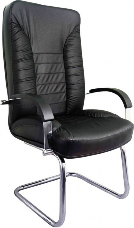 Офисное конференц-кресло Танго Хром кожа черная