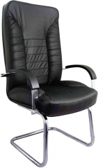 Офисное конференц-кресло Танго Хром кожа черная