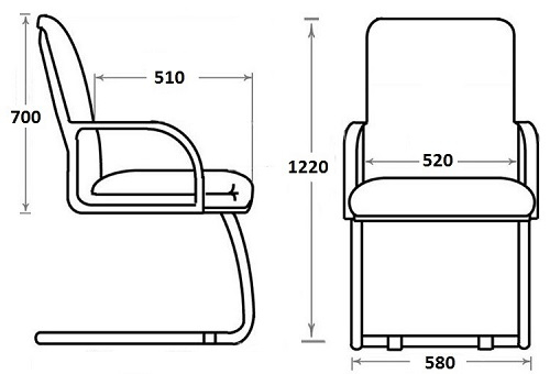 Офисное конференц-кресло Танго Хром кожа черная