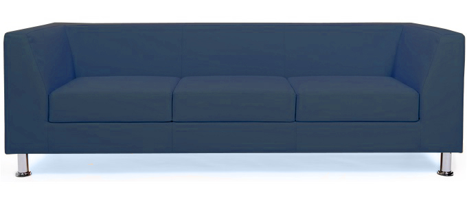 Диван офисный 3-х местный Cube из экокожи синий