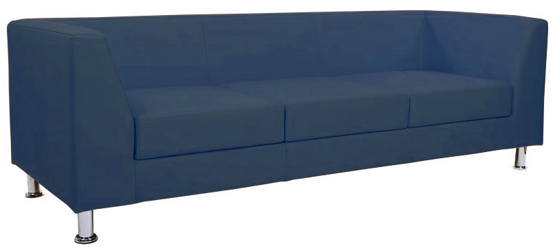 Диван офисный 3-х местный Cube из экокожи синий