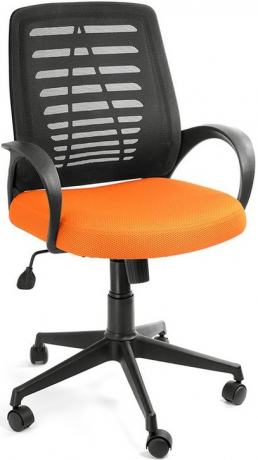 Компьютерное кресло Ирис ткань-сетка черно-оранжевое