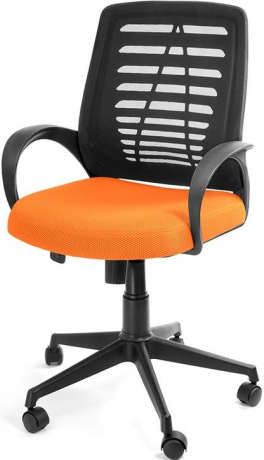Компьютерное кресло Ирис ткань-сетка черно-оранжевое