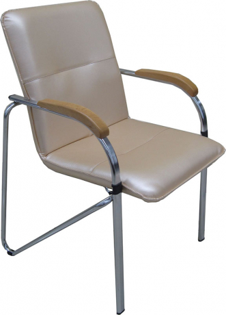 Стул офисный Самба Хром экокожа кремовый