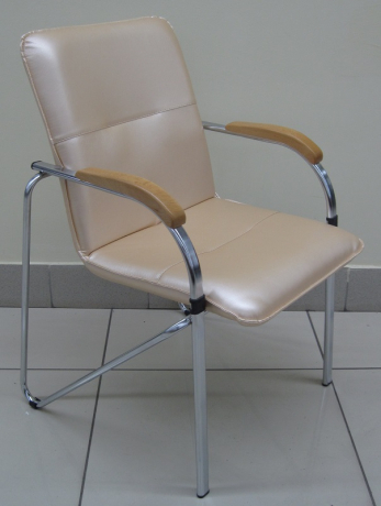 Стул офисный Самба Хром экокожа кремовый