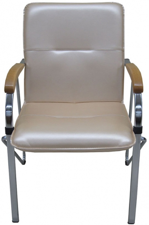 Стул офисный Самба Хром экокожа кремовый