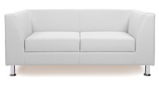 Диван офисный двухместный Cube кожзам белый