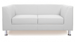 Диван офисный двухместный Cube кожзам белый