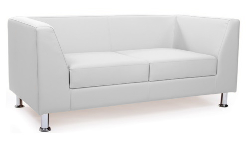 Диван офисный двухместный Cube кожзам белый