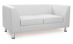 Диван офисный двухместный Cube кожзам белый