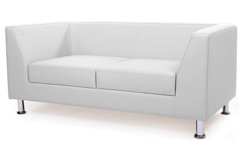 Диван офисный двухместный Cube кожзам белый