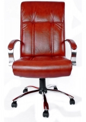Офисное кресло руководителя Бостон Хром M кожа коричневая