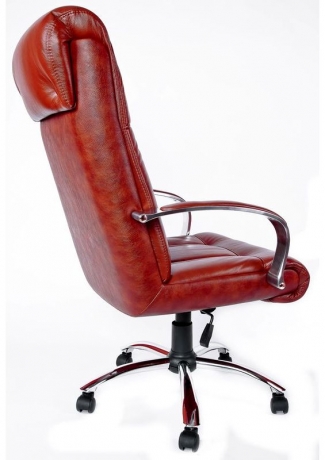 Офисное кресло руководителя Бостон Хром M кожа коричневая